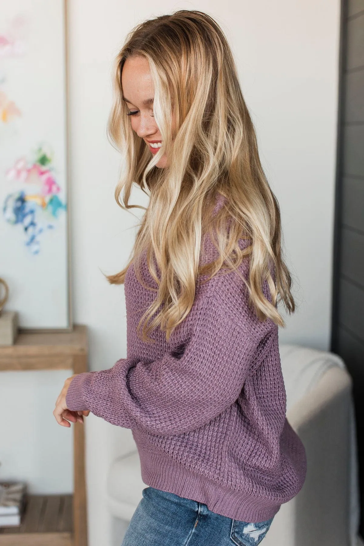 Inspiring Love V-Neck Sweater- Dusty Lavender