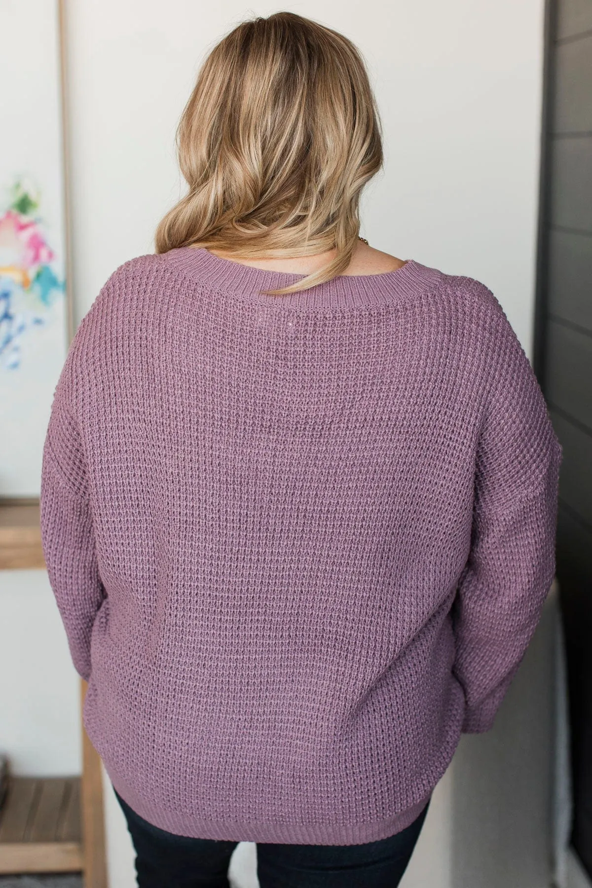Inspiring Love V-Neck Sweater- Dusty Lavender