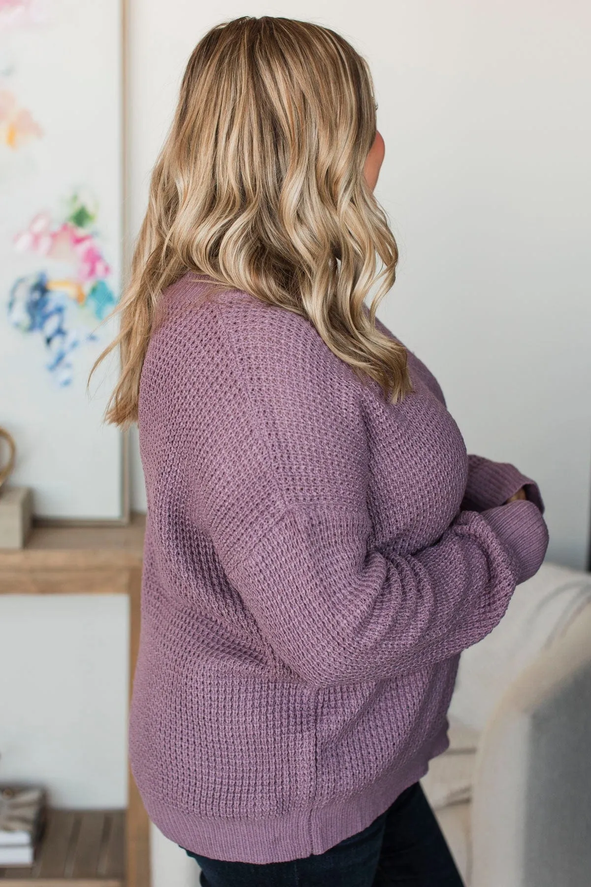 Inspiring Love V-Neck Sweater- Dusty Lavender