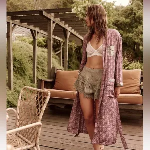 Intimately by Free People Oasis House Robe NWT Raisin Combo Size M/L $128