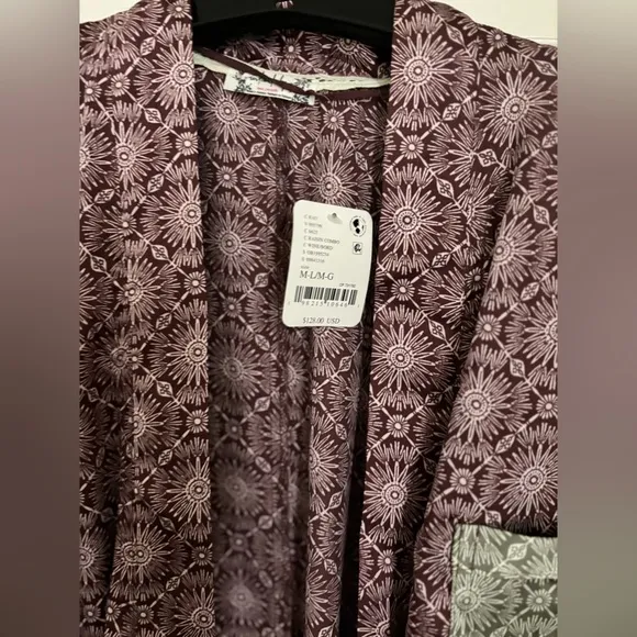 Intimately by Free People Oasis House Robe NWT Raisin Combo Size M/L $128