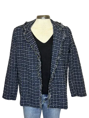 Jasmeena Frayed Trim Checked Blazer