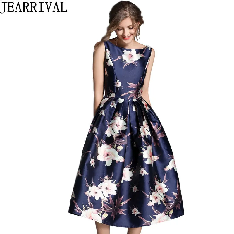 Jessica Bloom Sleeveless Ball Gown Midi Vestidos Dress