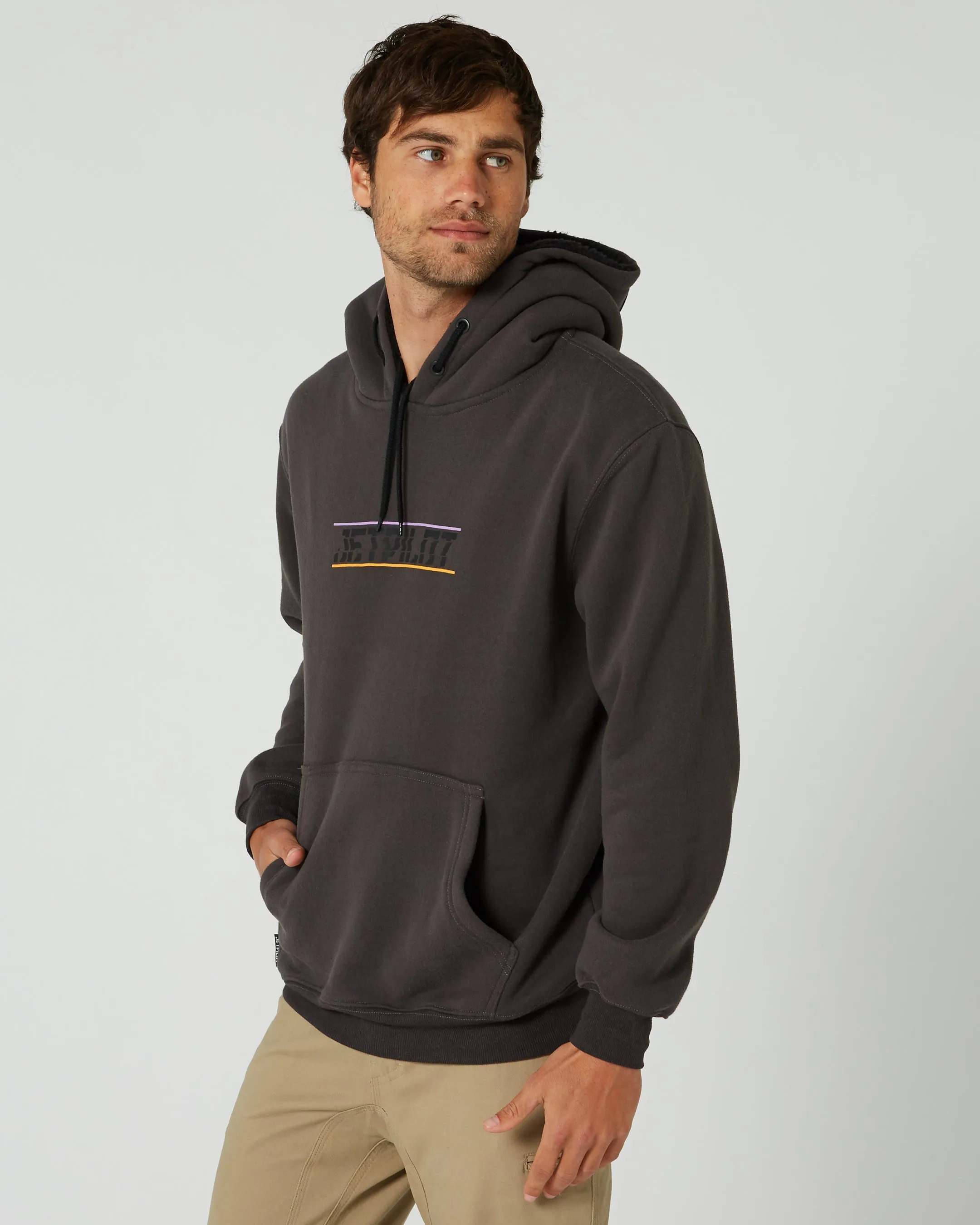 Jetpilot United Mens Pullover Hoodie - Charcoal