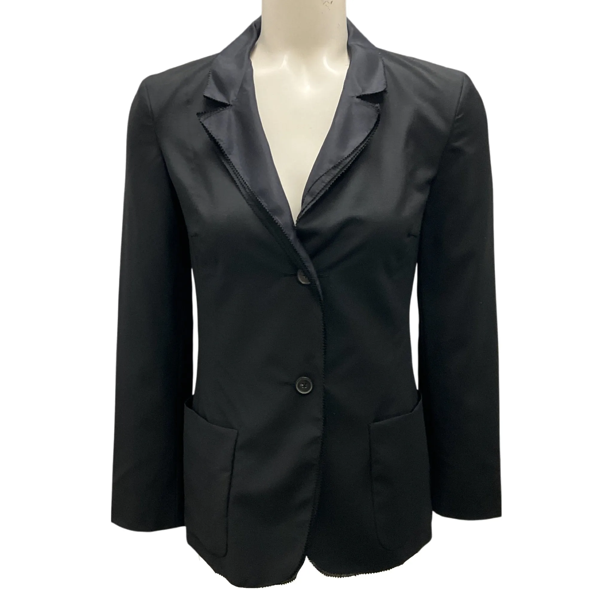 Jil Sander Black Silk Trimmed Wool Blazer