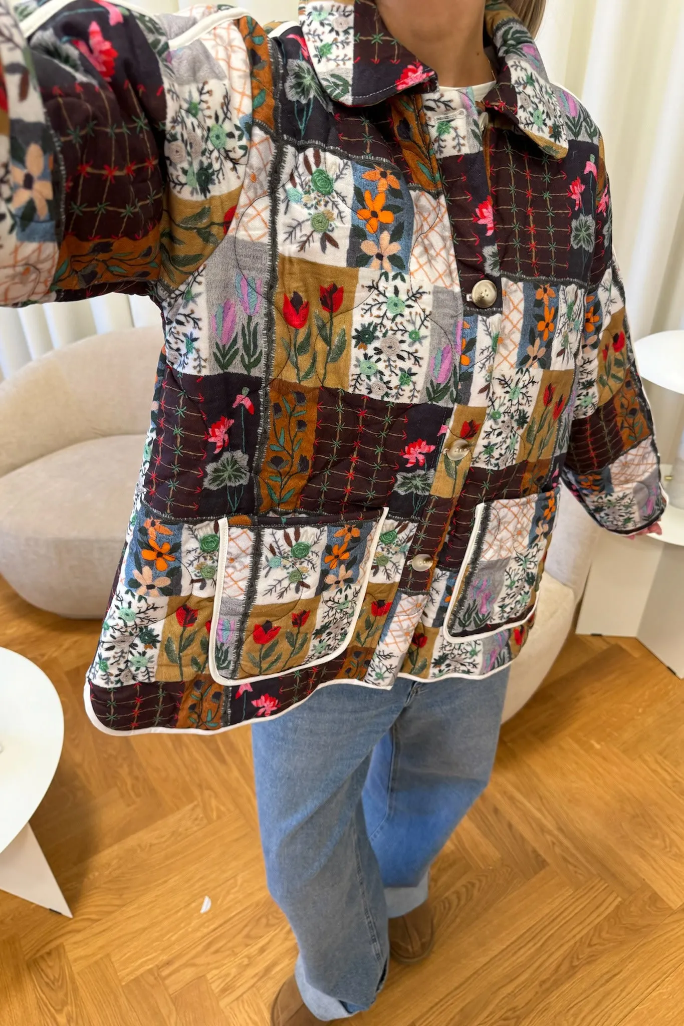 JosieIC Quilted Jakke - Multifarvet Blomsterprint
