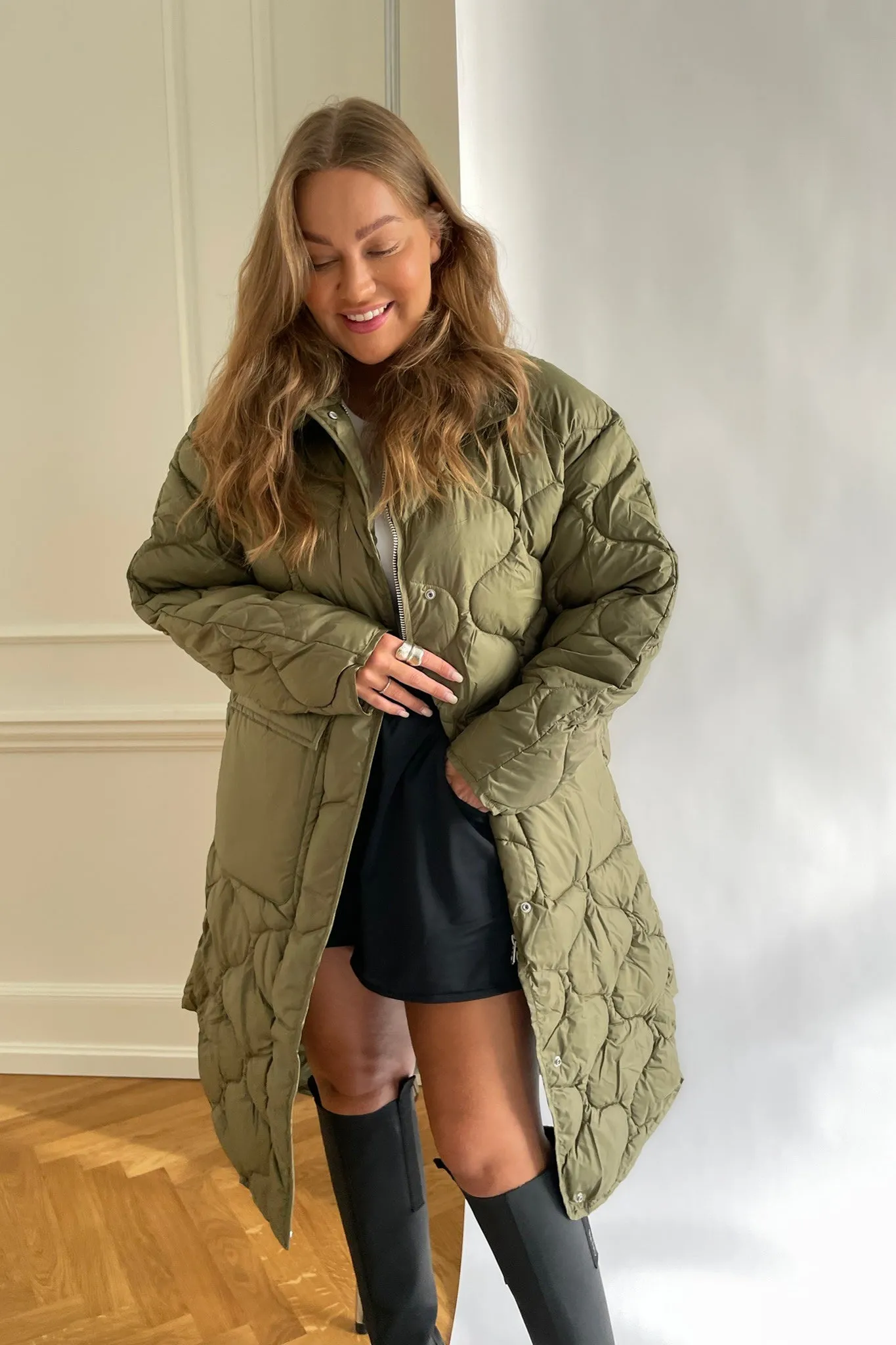 JXLenora Quilted Jakke - Mørkegrøn