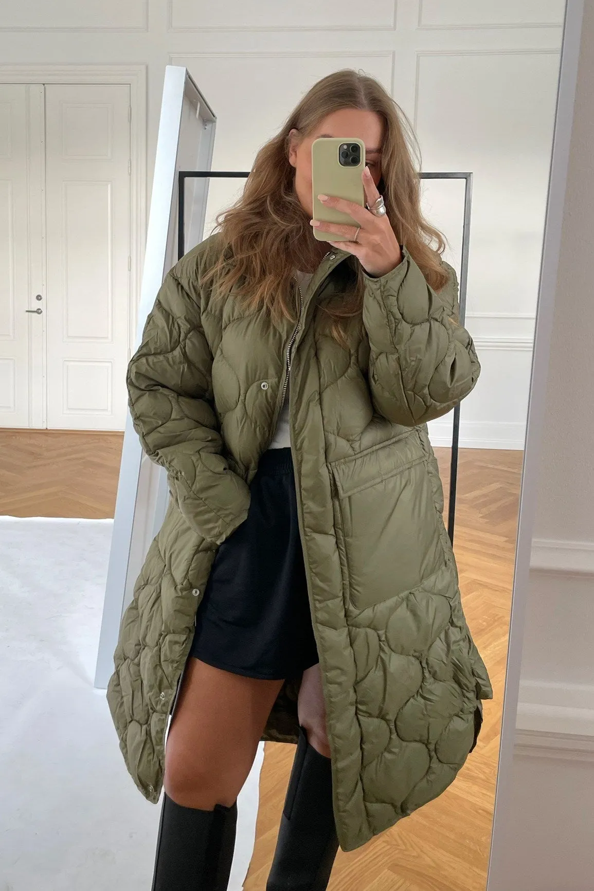 JXLenora Quilted Jakke - Mørkegrøn