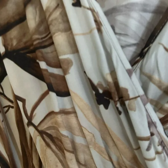 Karen Kane Cream and Brown Sundress with Dolman Sleeves and V-Neck