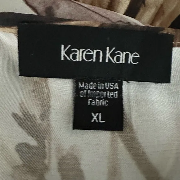 Karen Kane Cream and Brown Sundress with Dolman Sleeves and V-Neck