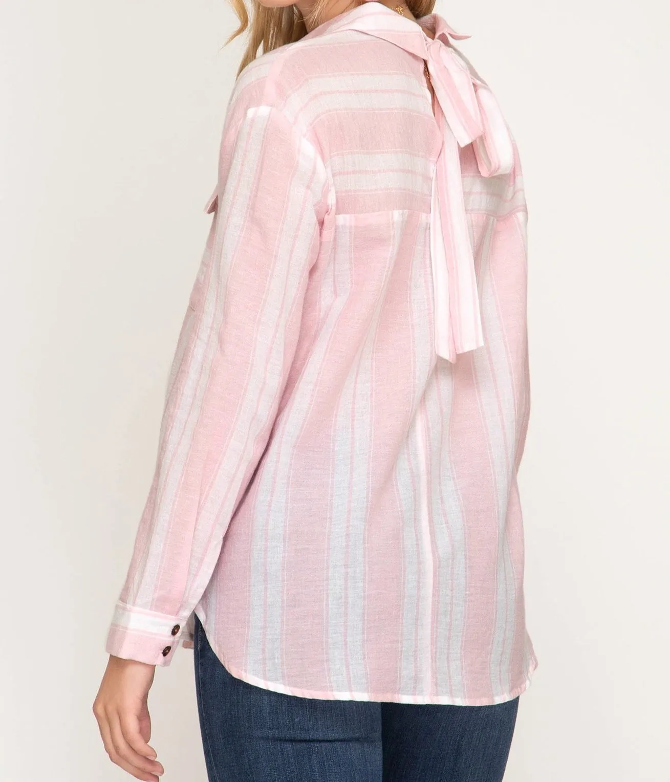 KATY BUTTON DOWN SHIRT (PINK)