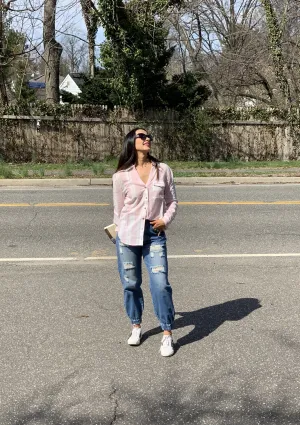 KATY BUTTON DOWN SHIRT (PINK)