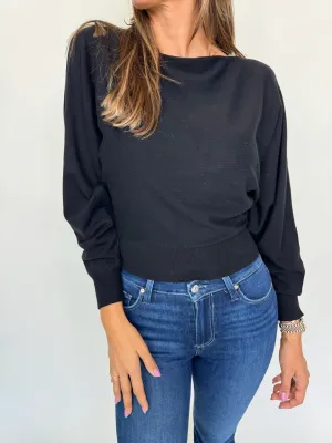 KLD Boatneck Dolman Sleeve Sweater Black