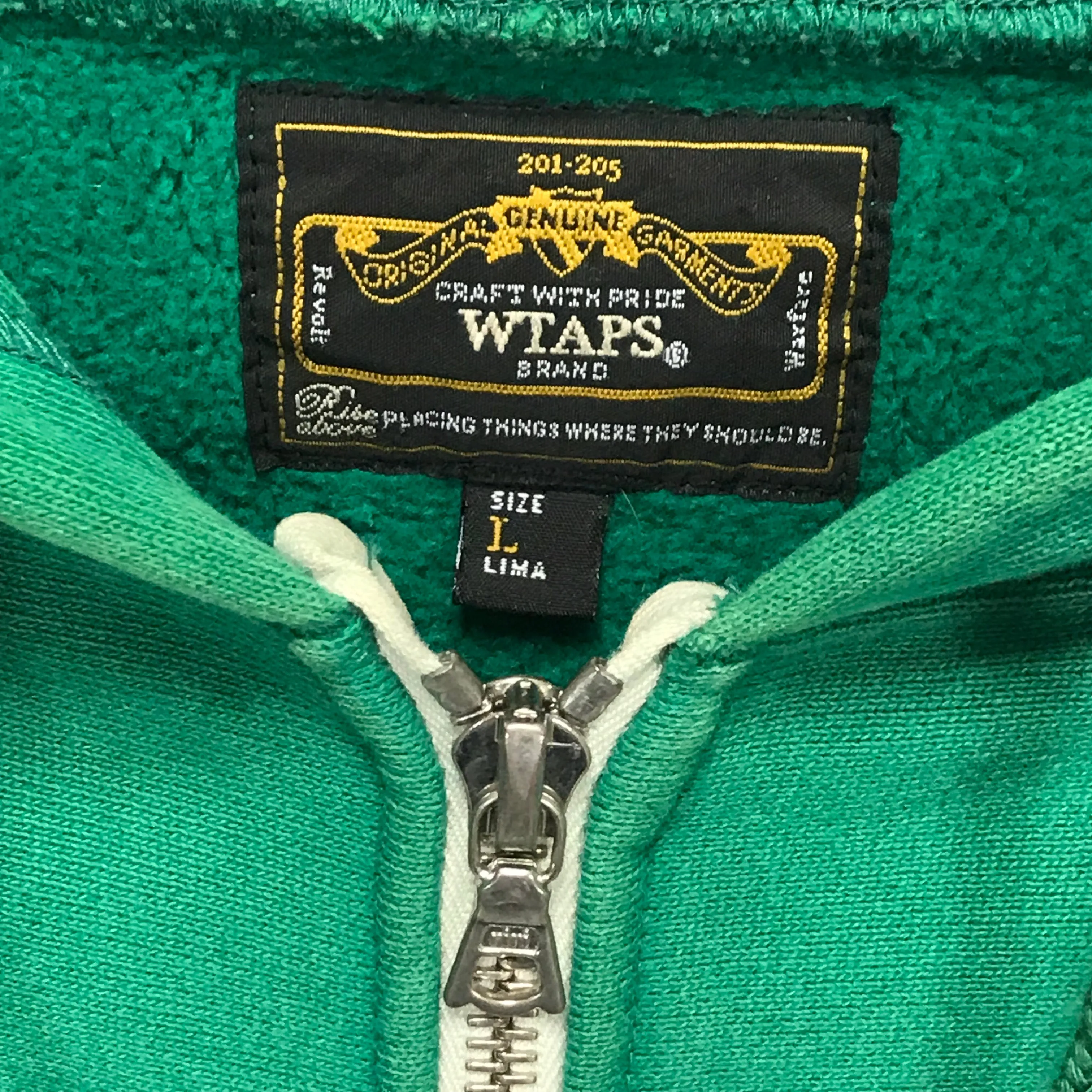 [L] WTaps 08AW Hell Week Souvenir Zip Up Hoodie Green