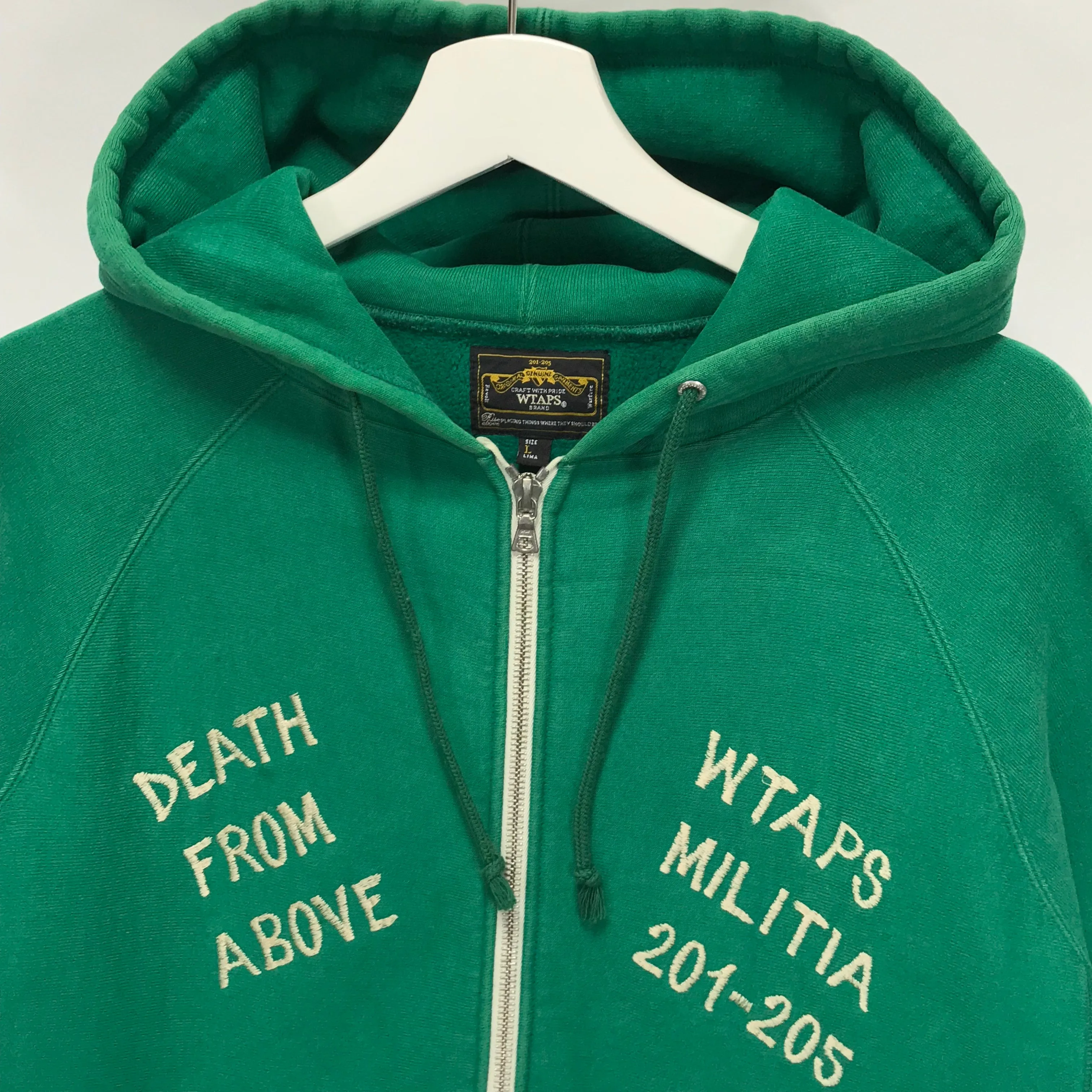 [L] WTaps 08AW Hell Week Souvenir Zip Up Hoodie Green