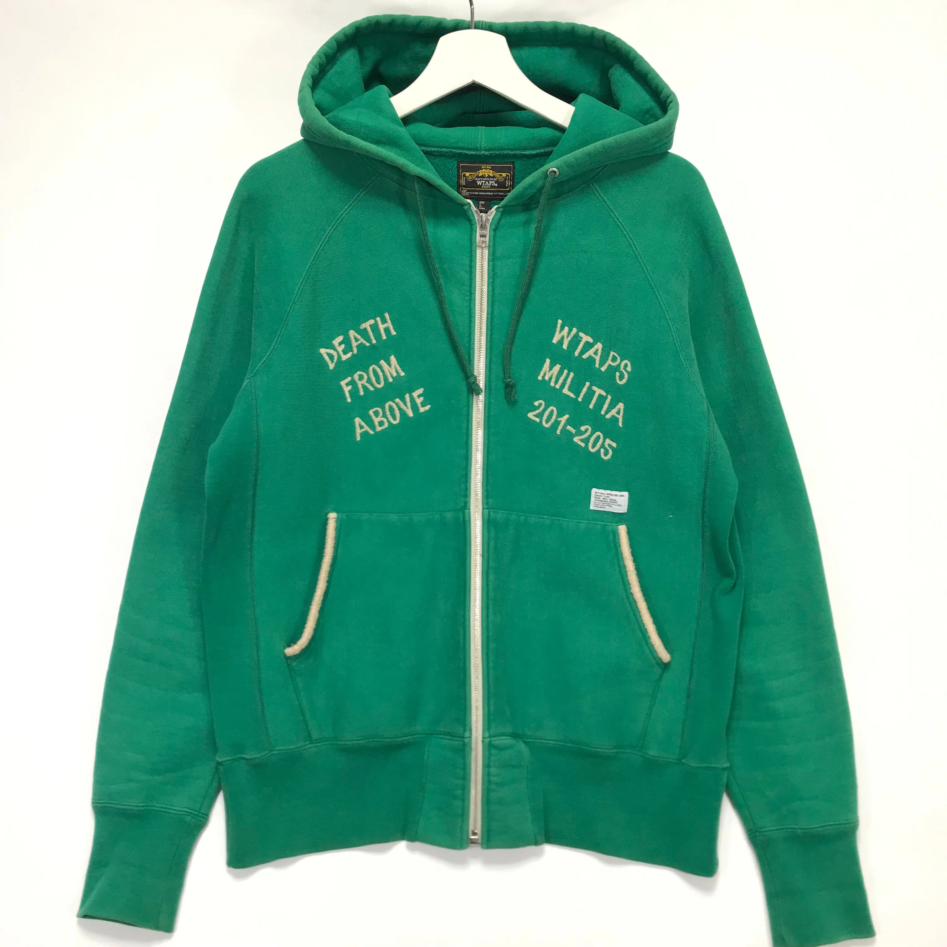 [L] WTaps 08AW Hell Week Souvenir Zip Up Hoodie Green