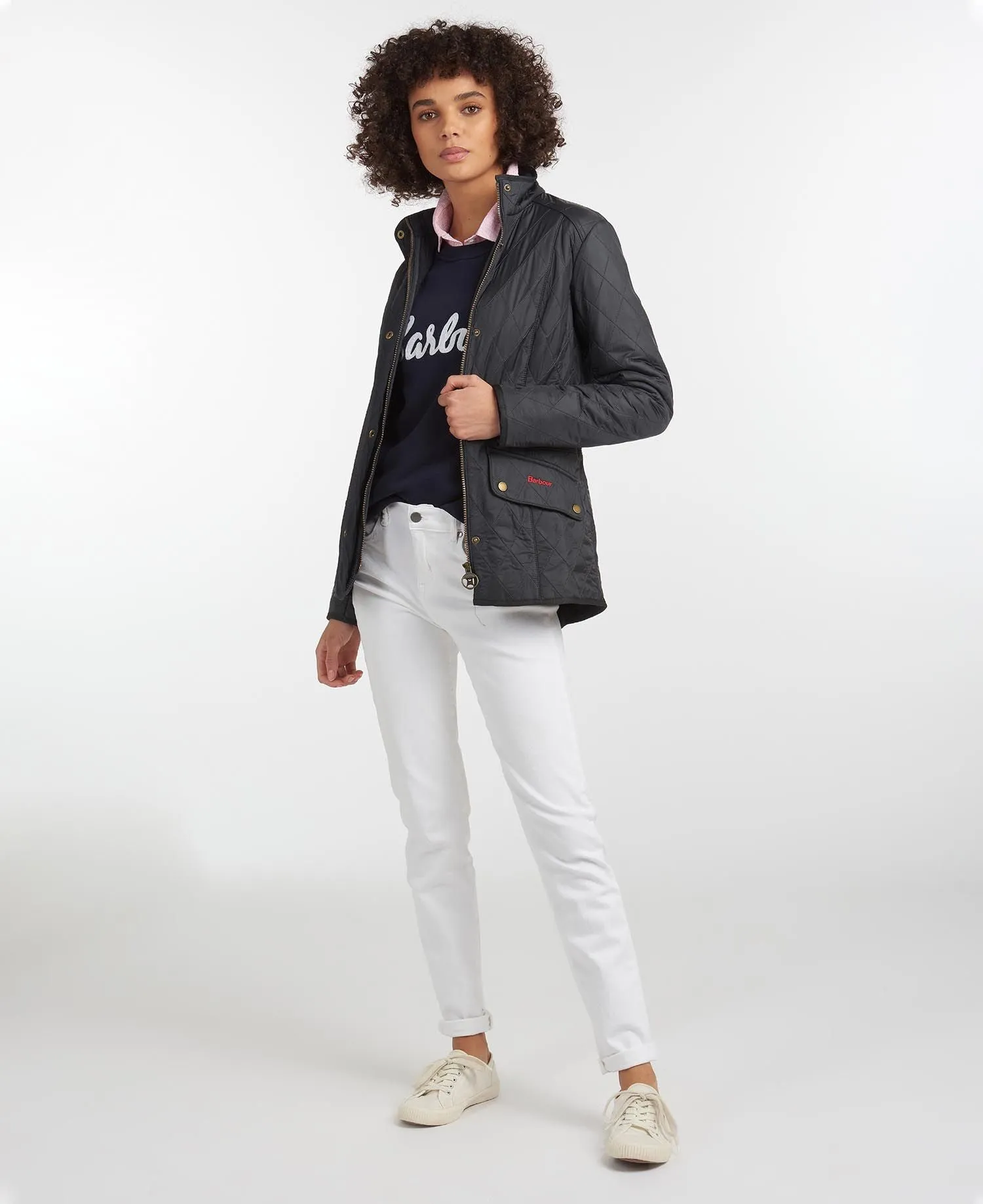 LADIES BARBOUR CALVARY POLARQUILT JACKET - NAVY