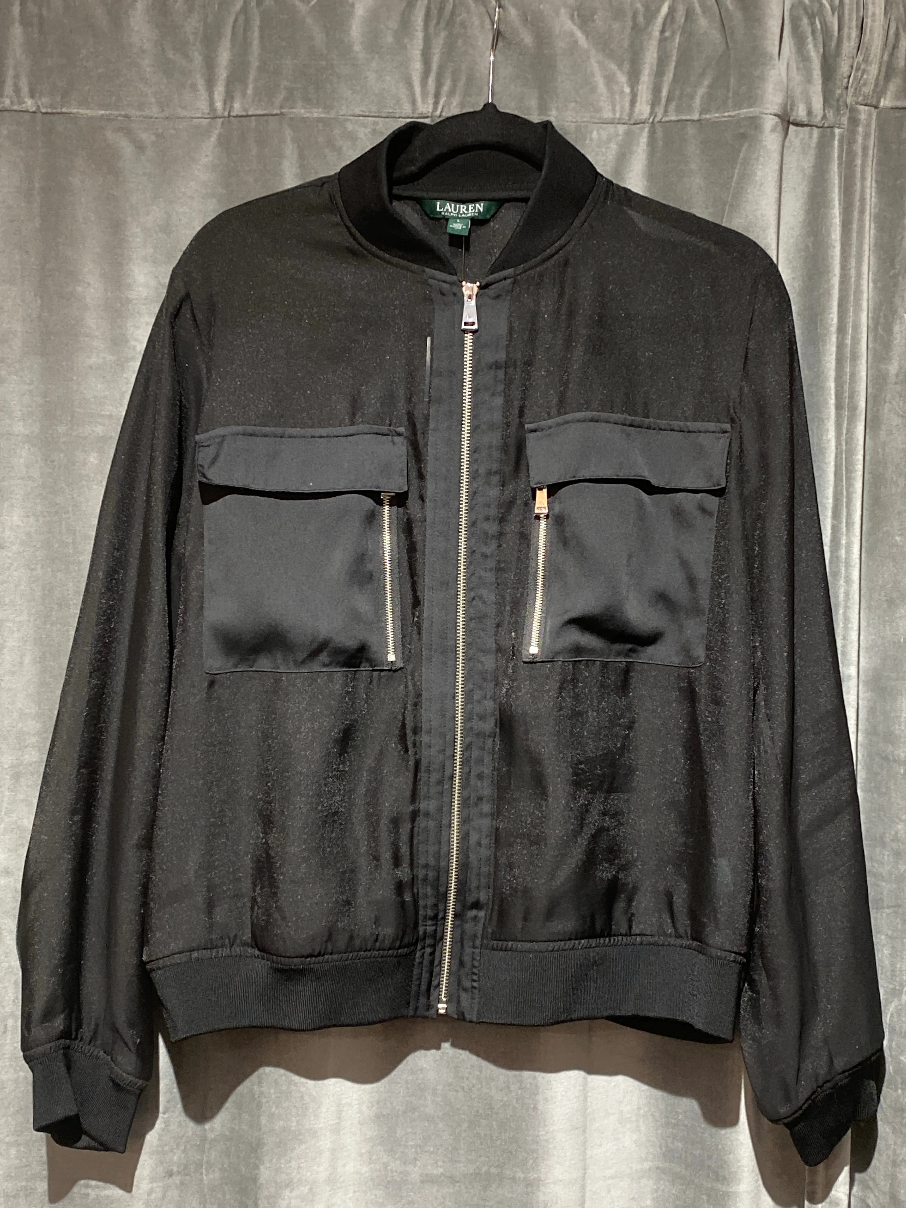 Lauren Ralph Lauren Black Sheer Bomber Jacket