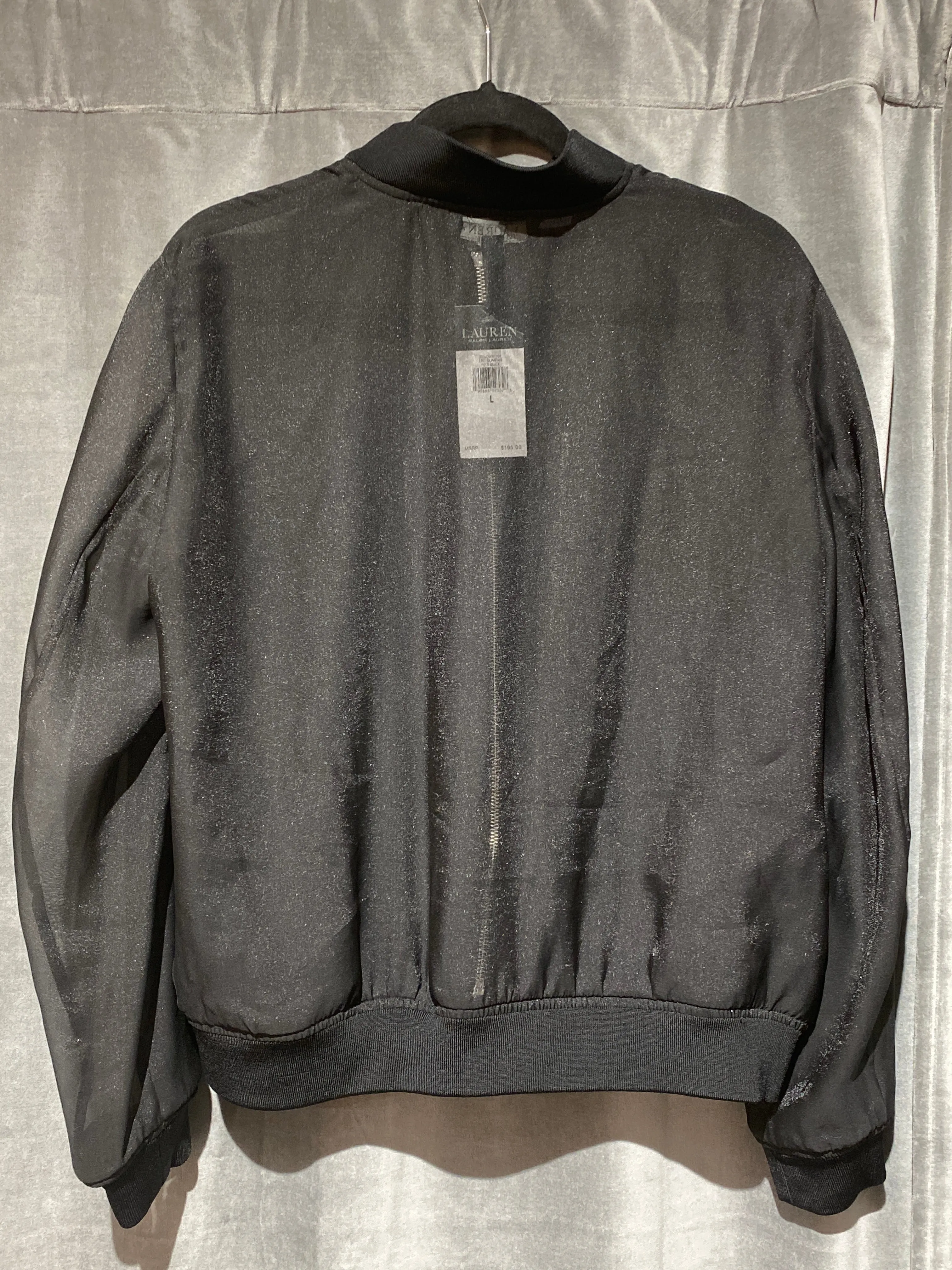 Lauren Ralph Lauren Black Sheer Bomber Jacket