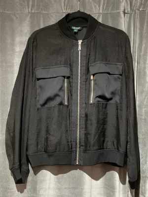 Lauren Ralph Lauren Black Sheer Bomber Jacket