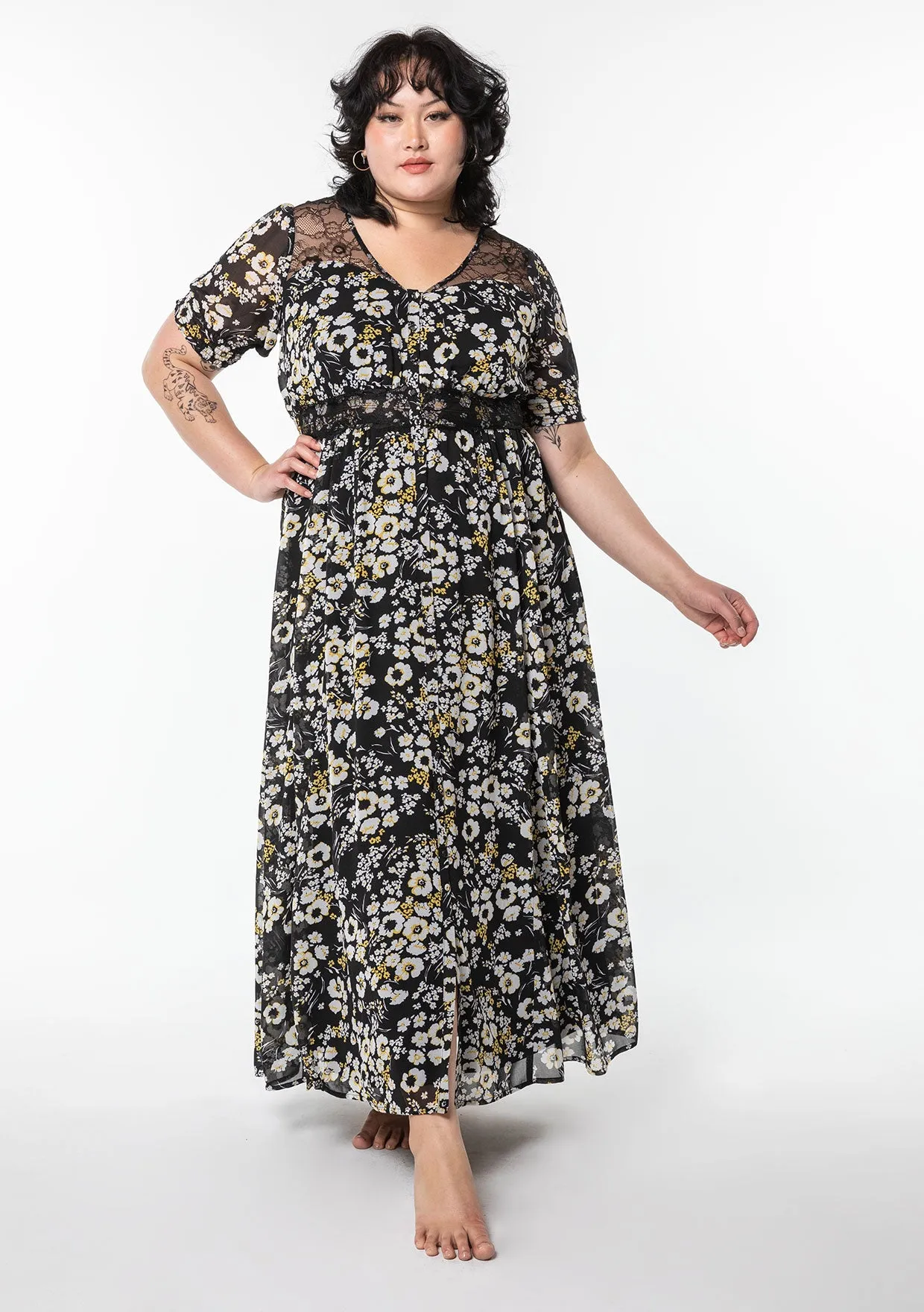 Leo Button Front Maxi Dress