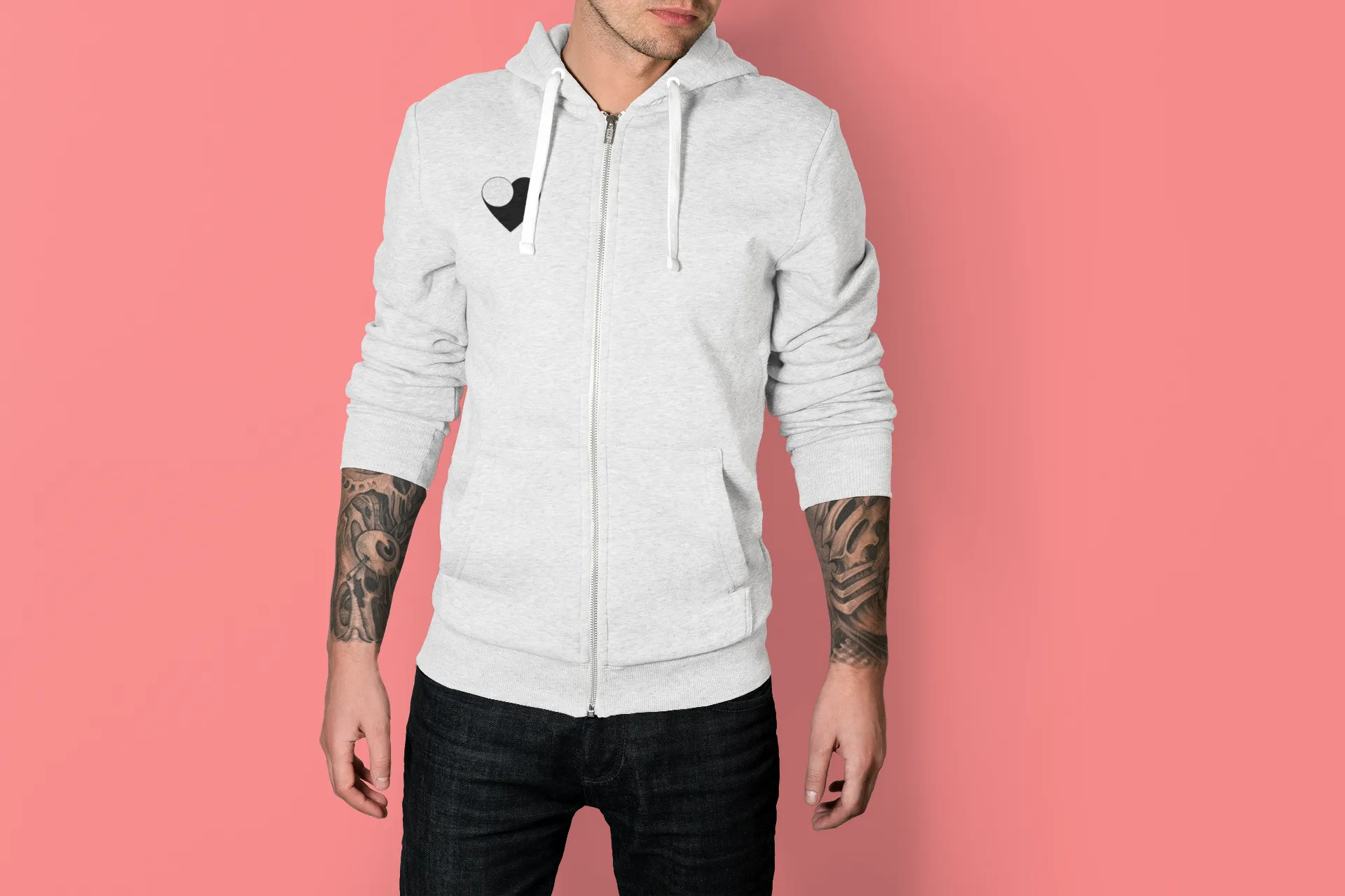 Light Heart Zip Adult Hoodie