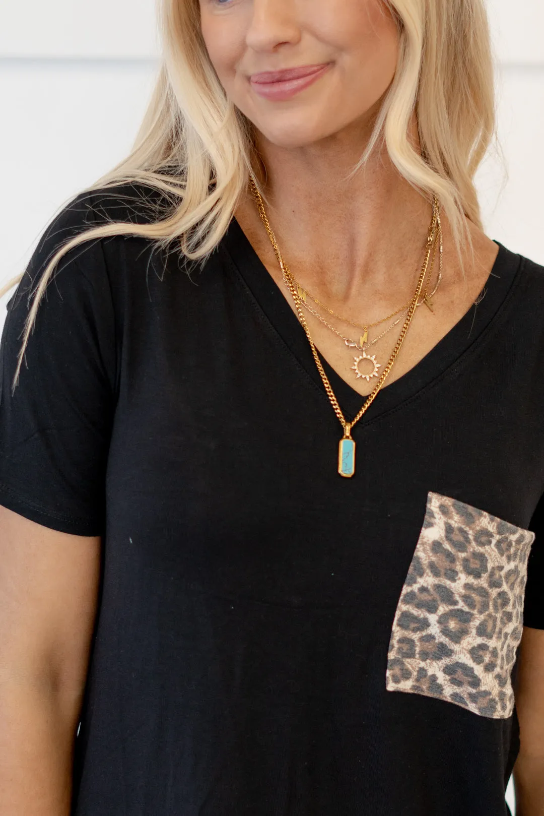 Luxe Leopard Pocket Tee Black