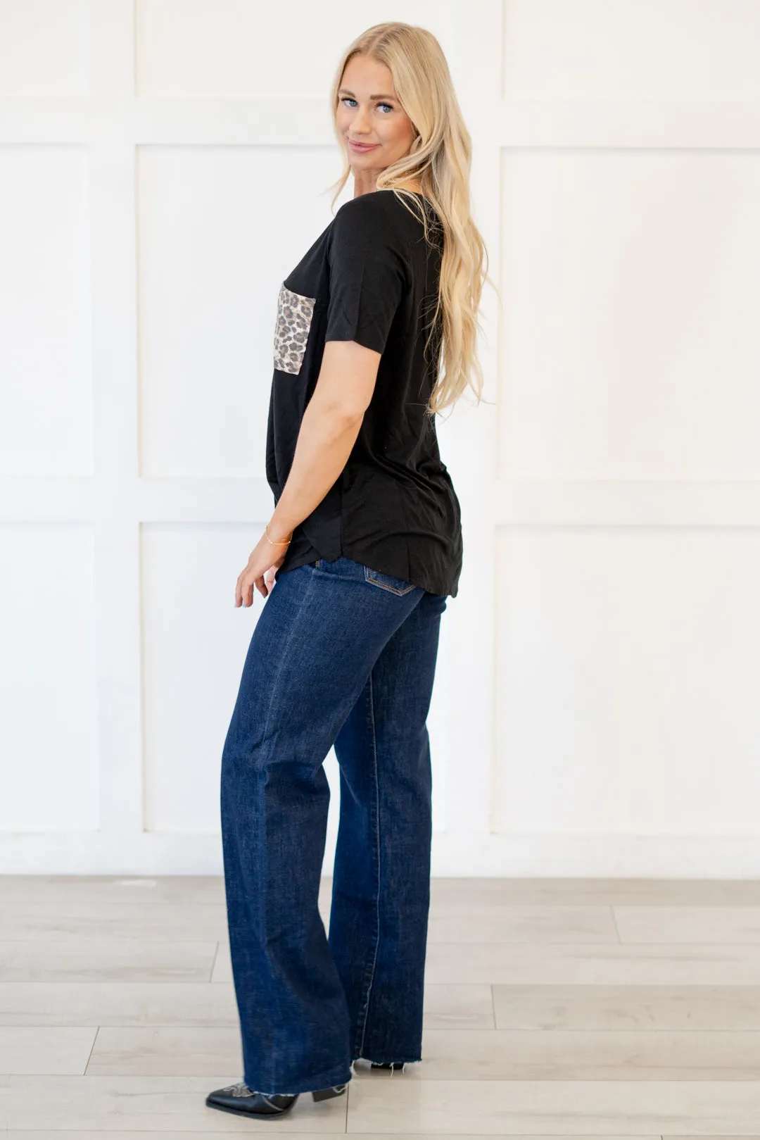 Luxe Leopard Pocket Tee Black