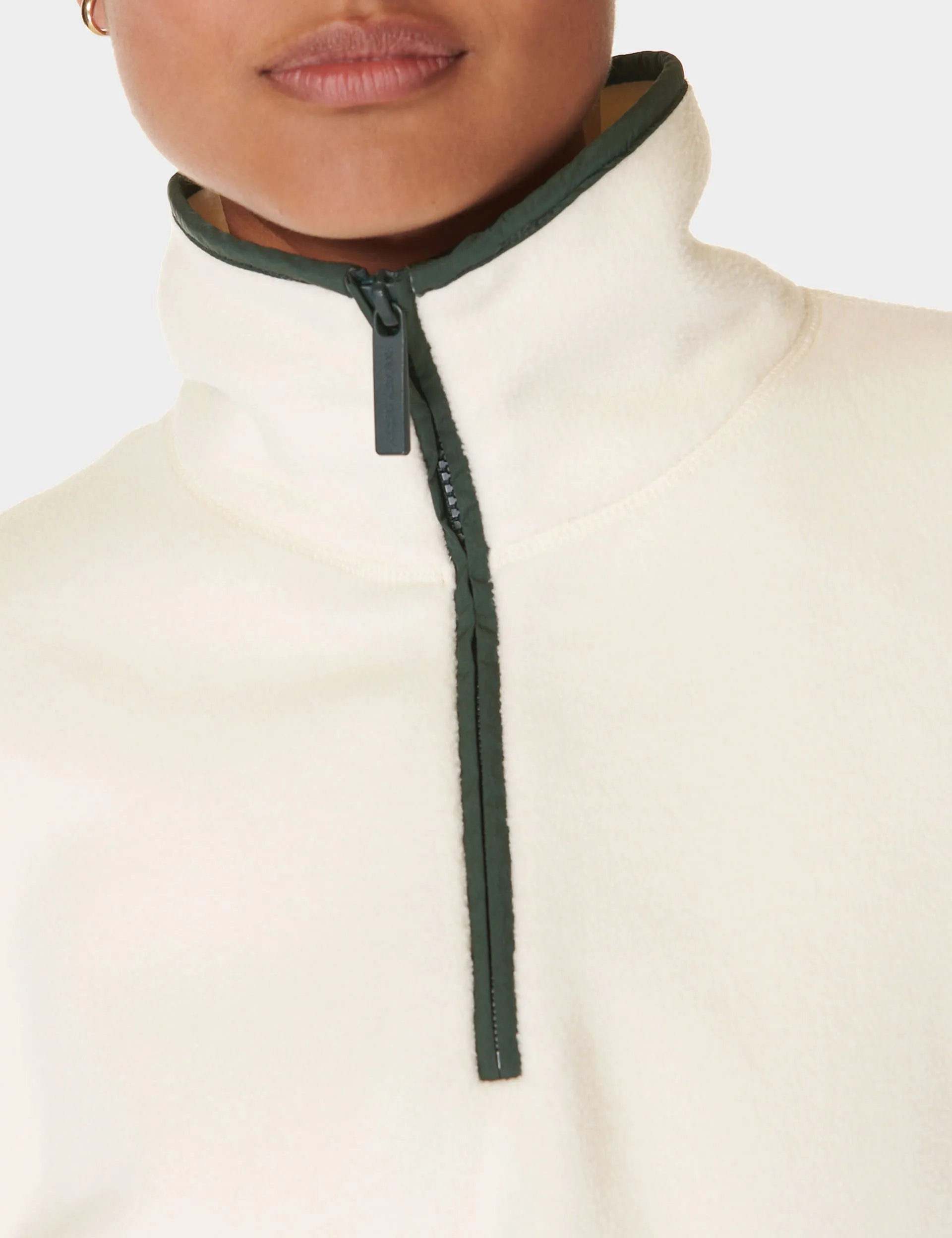 Mallow Half Zip Pullover - Studio White/Trek Green
