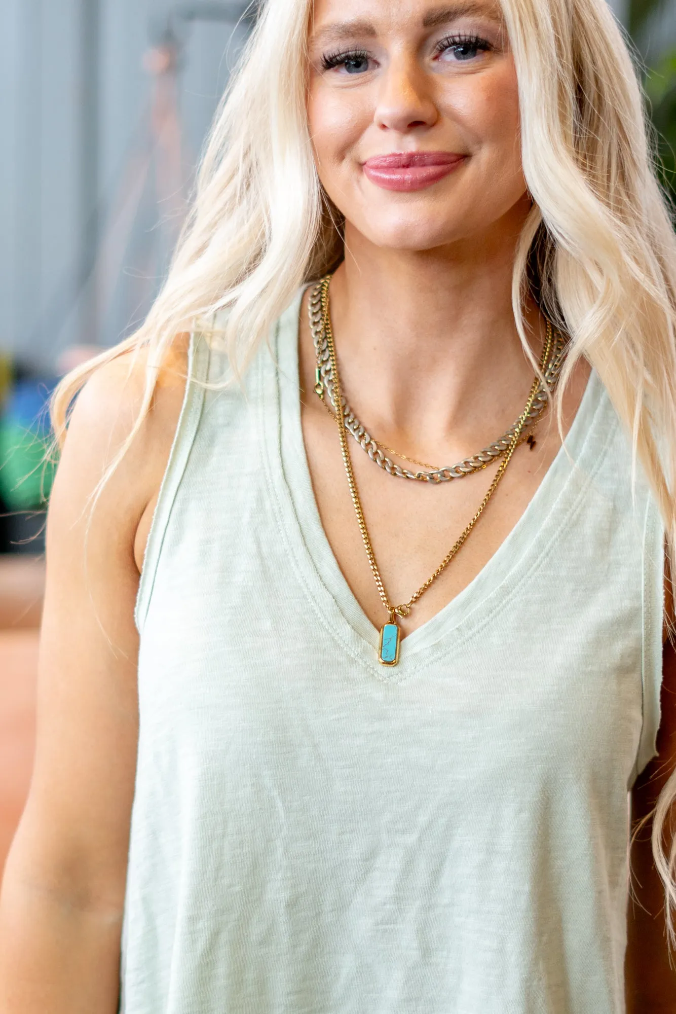 Manning Tank Top Tee - Aqua Mist