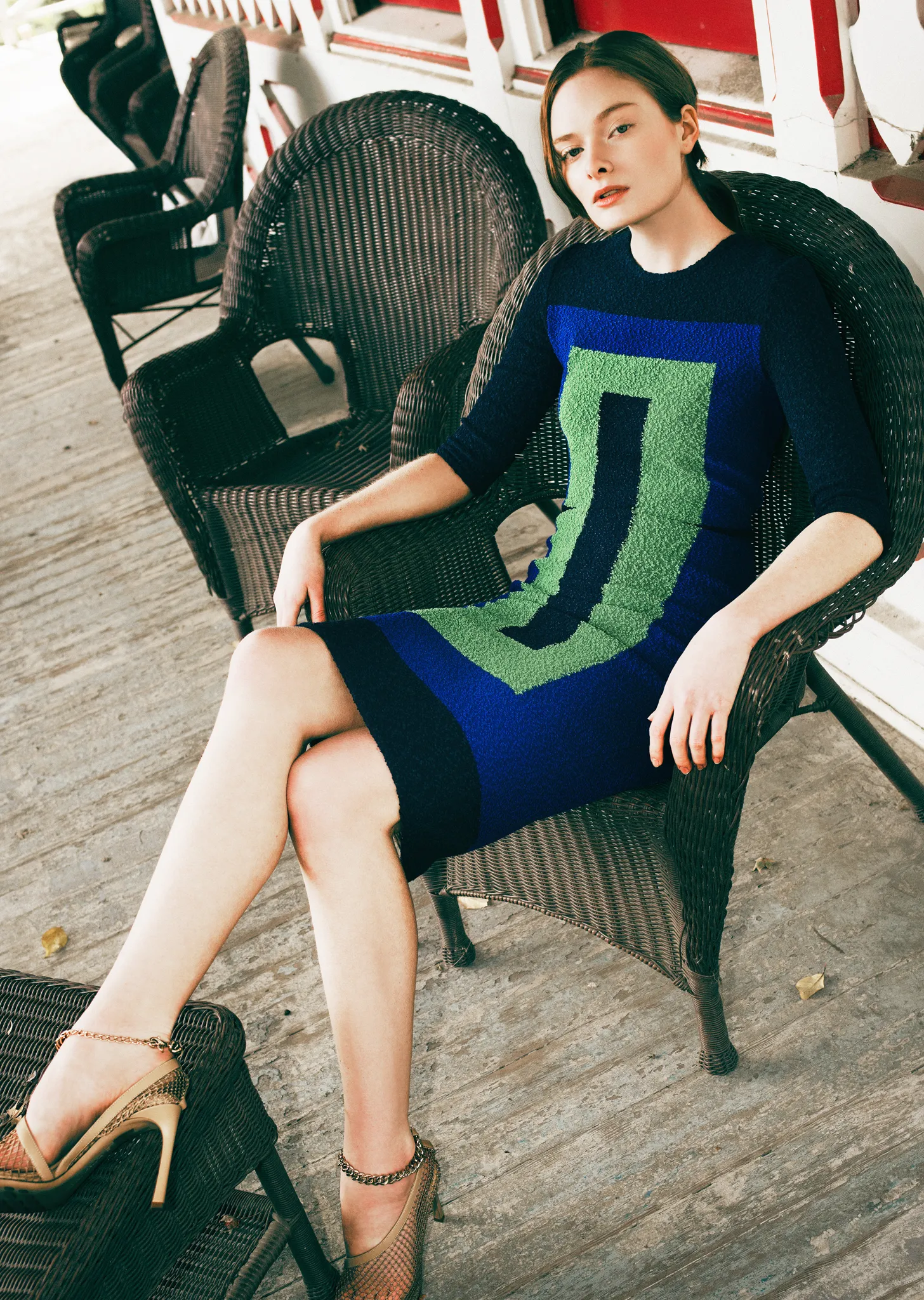 Marlene - Geometric Tweed Knit Pencil Dress