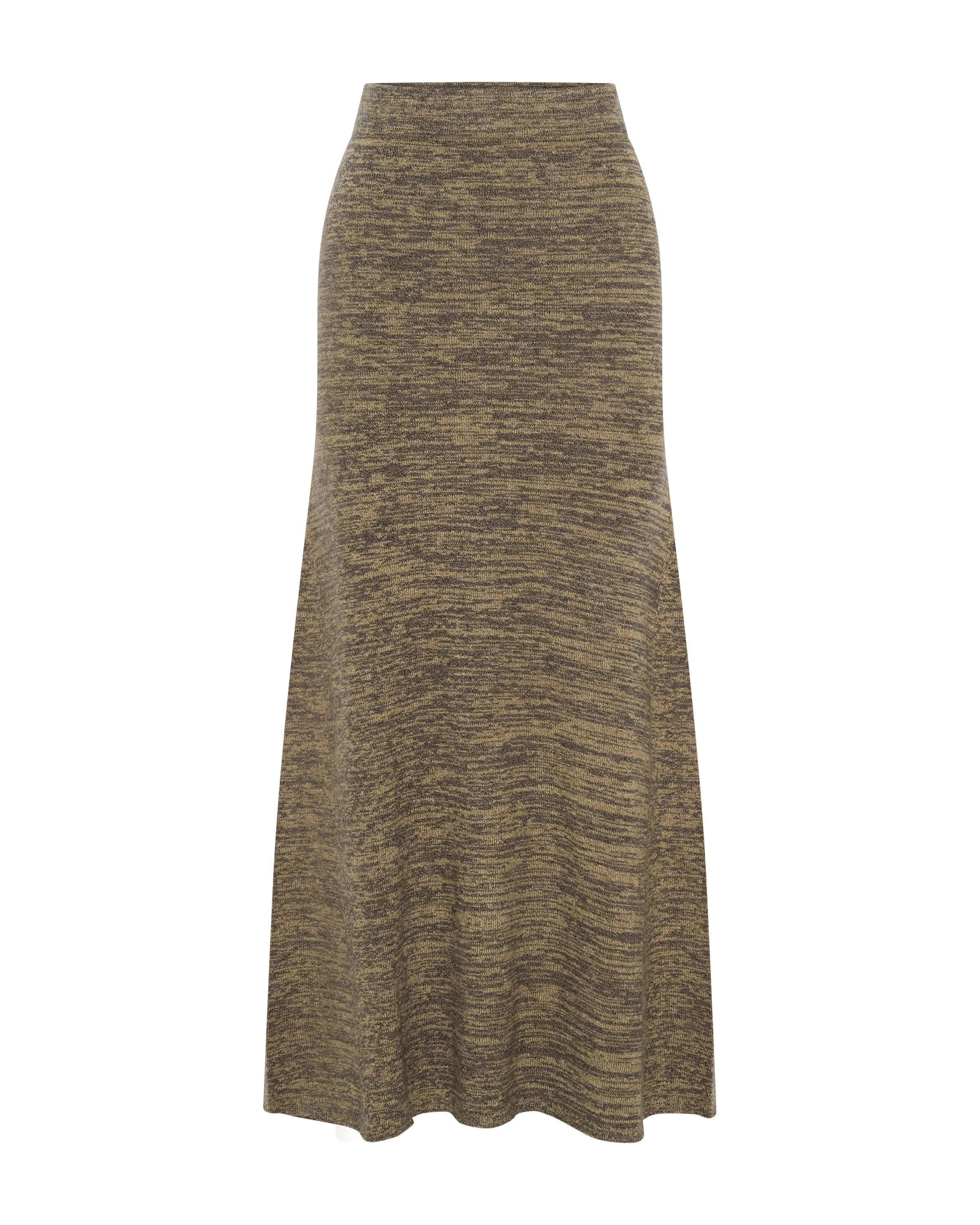 MELANGE KNIT MIDI SKIRT | PEBBLE