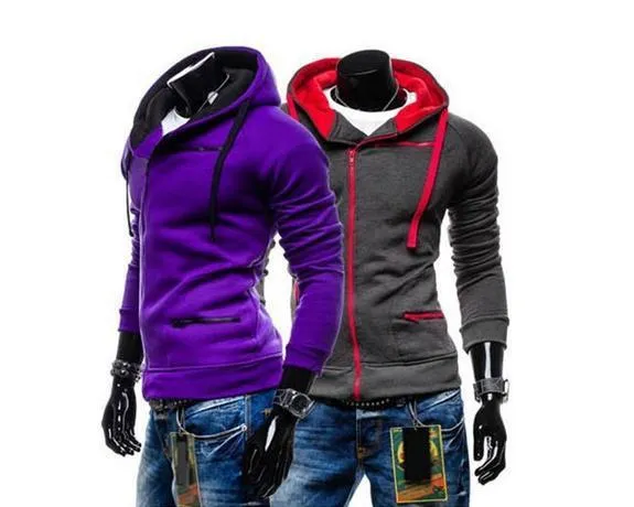 Men's High Collar Sweatshirt With Zip Pockets