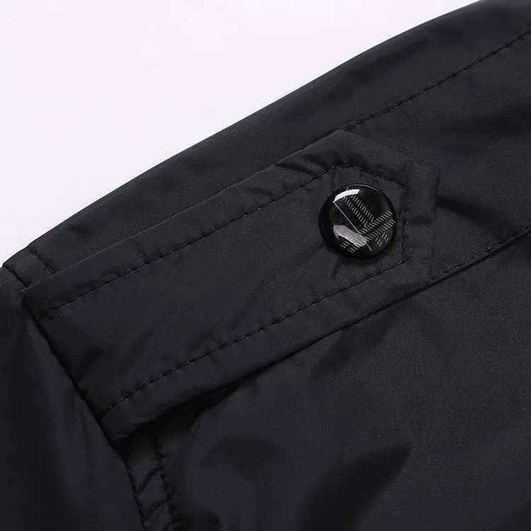 Mens Jackets Solid Color Stand Collar Slim Bomber Jackets