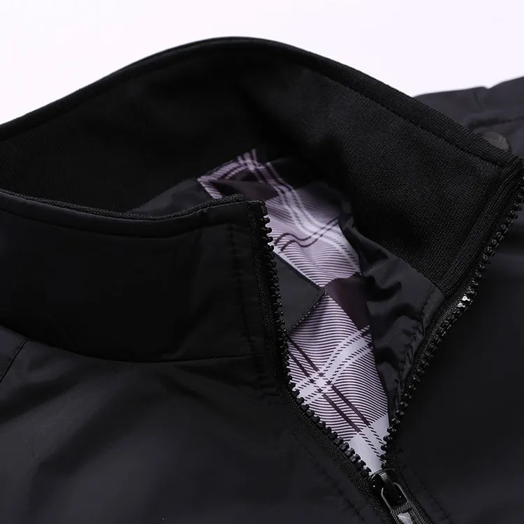 Mens Jackets Solid Color Stand Collar Slim Bomber Jackets