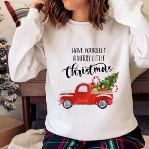 Merry Christmas O-Neck White Sweater P
