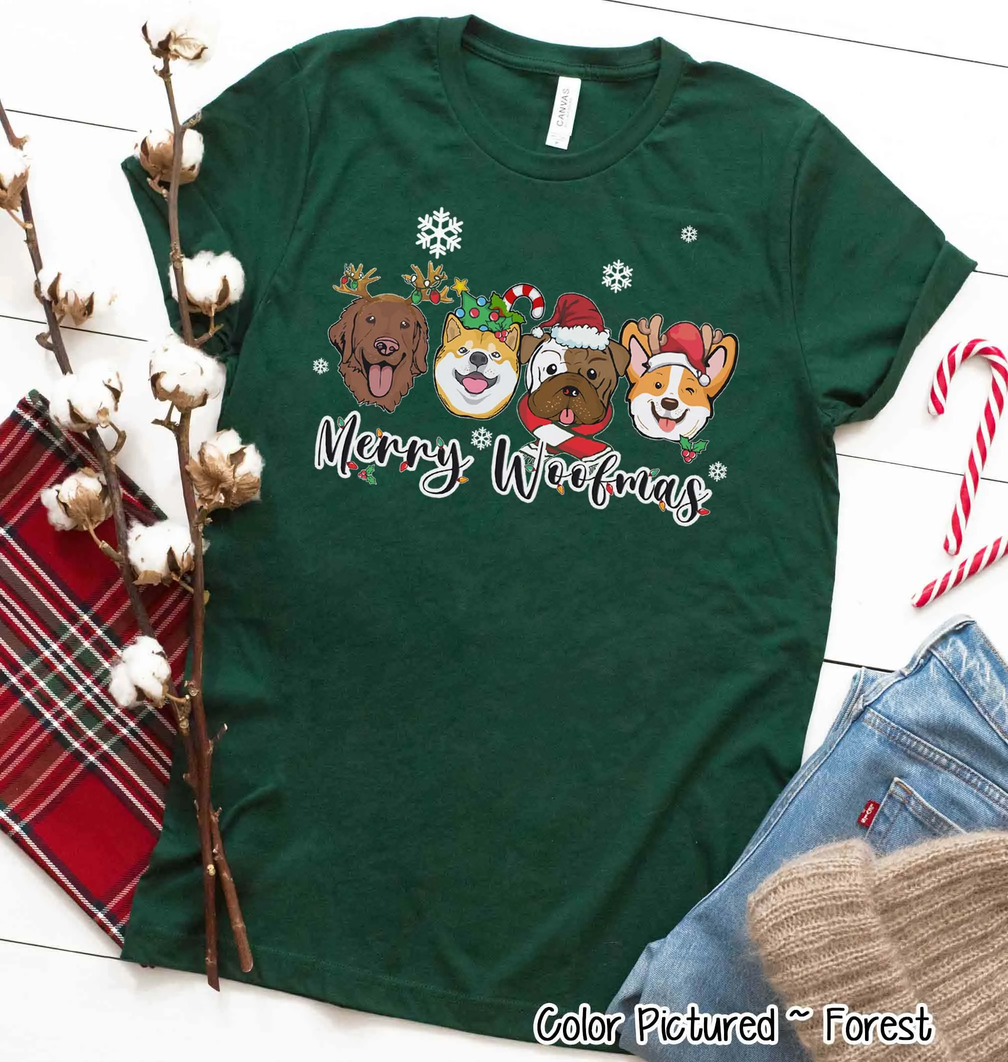 Merry Woofmas Cute Christmas Dog Tee or Sweatshirt