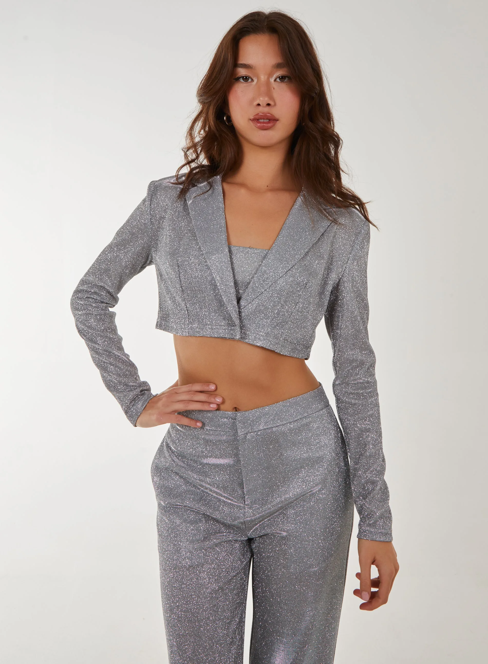 Metallic Cropped Blazer