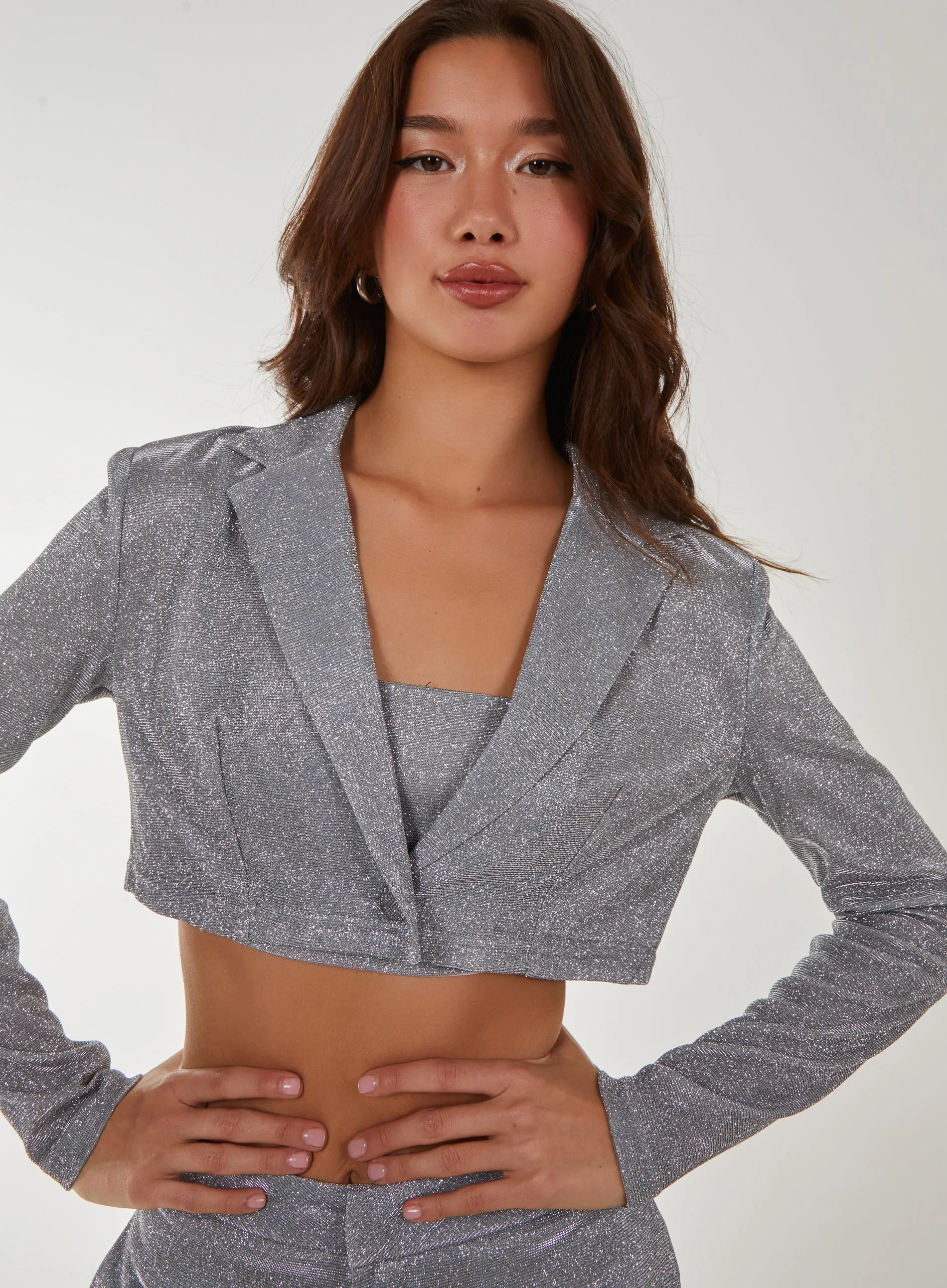Metallic Cropped Blazer