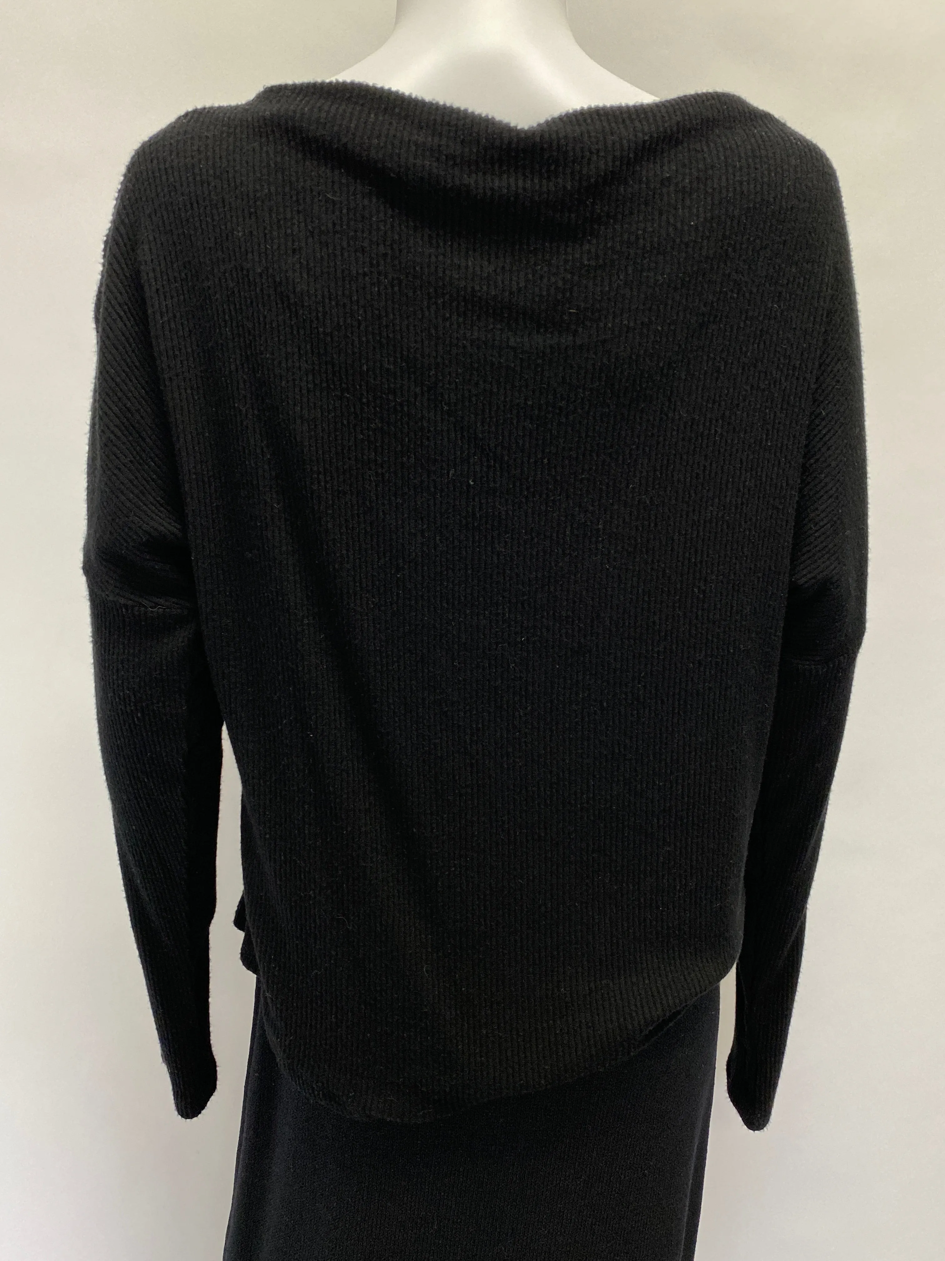 Michael Lauren Boatneck Black Ribbed Sweater