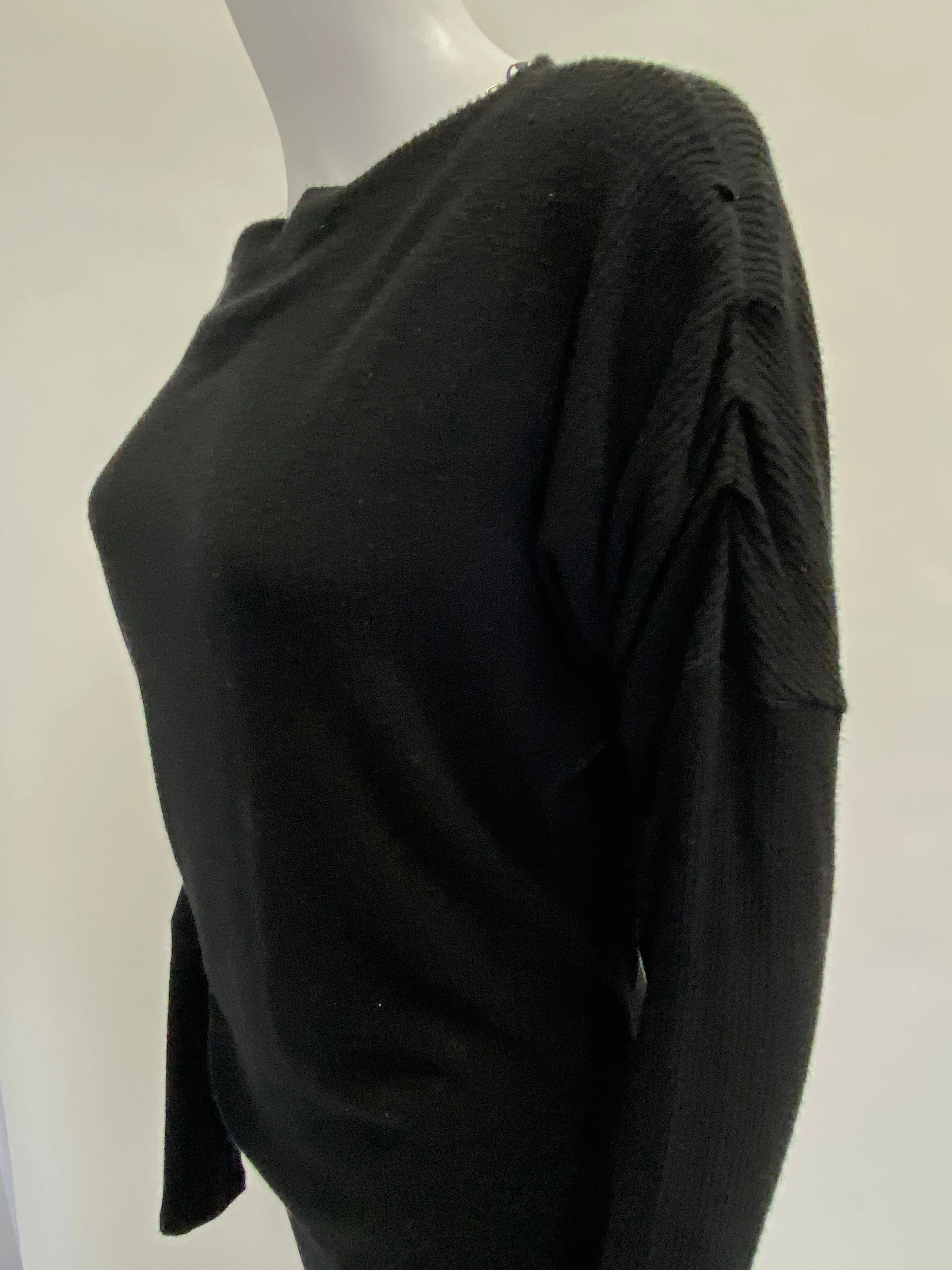 Michael Lauren Boatneck Black Ribbed Sweater