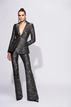 Midnight Metallic Zebra Print Blazer