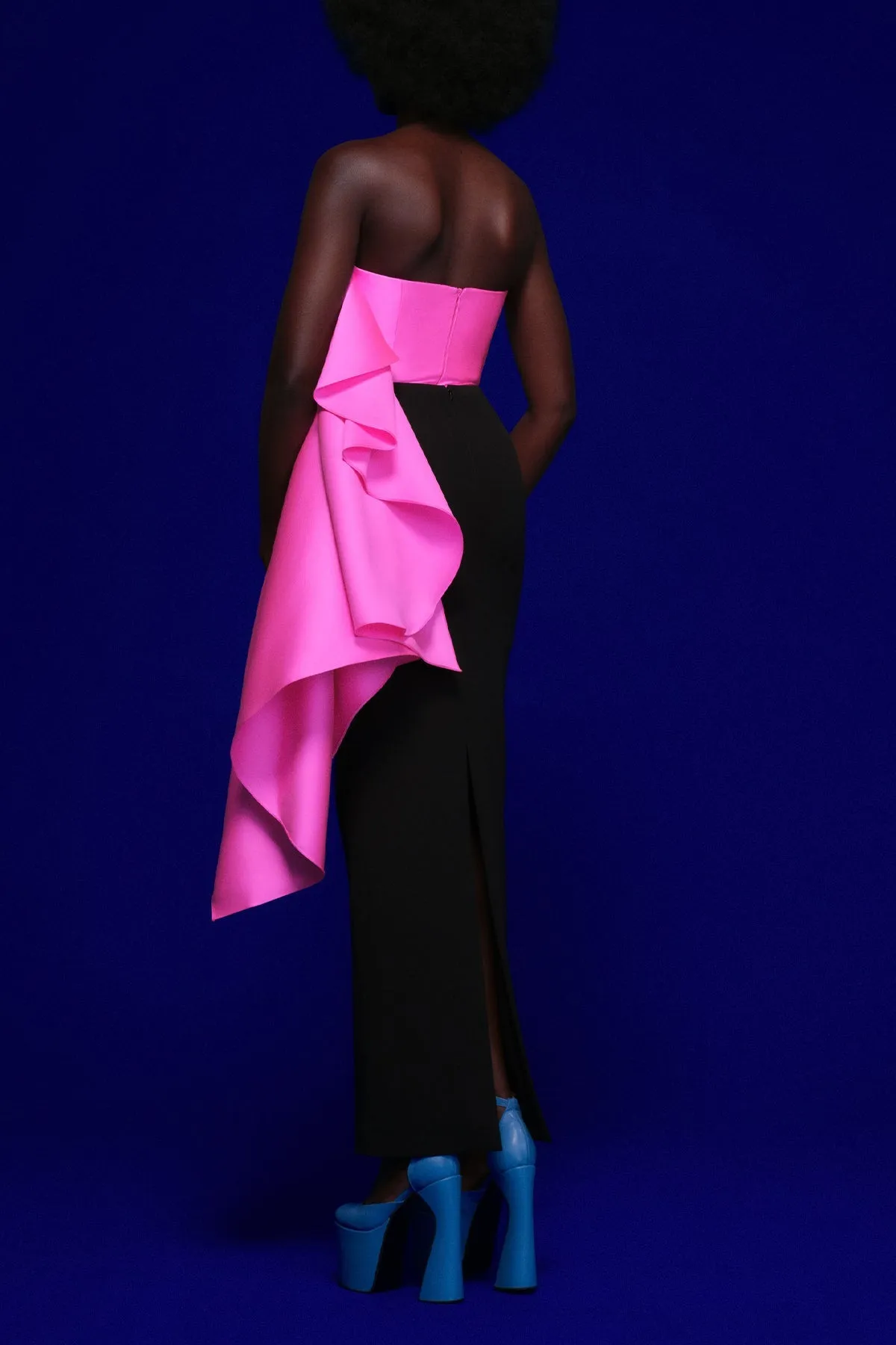 Milena Maxi Dress in Hot Pink and Black