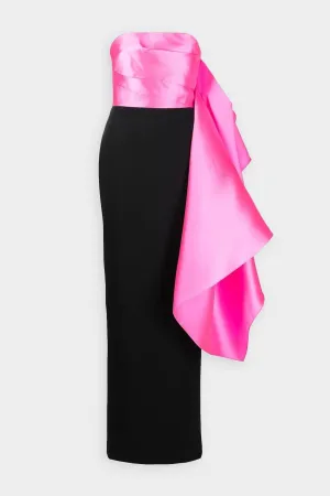 Milena Maxi Dress in Hot Pink and Black