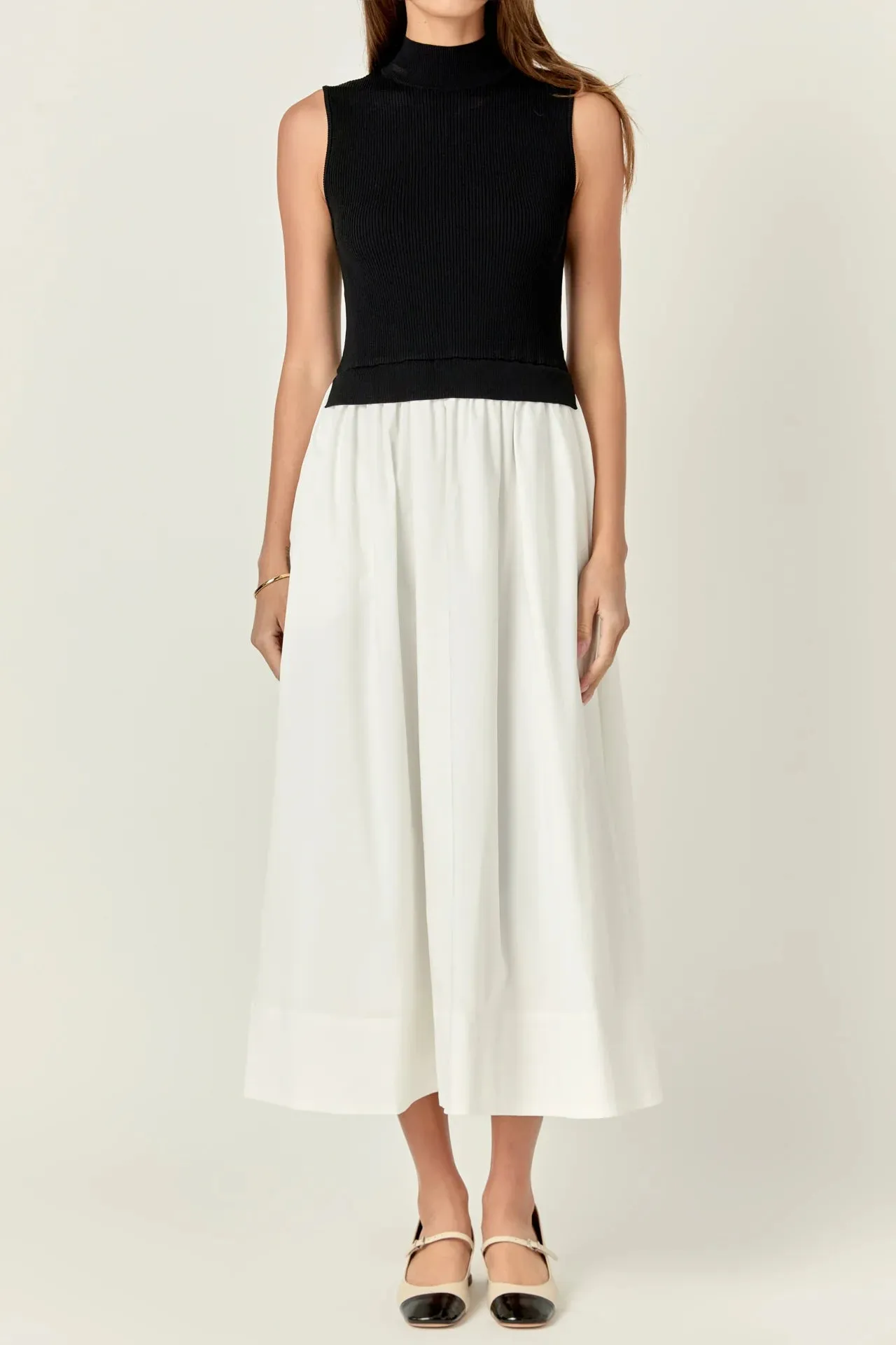 Mock Neck Sweater Top Dress