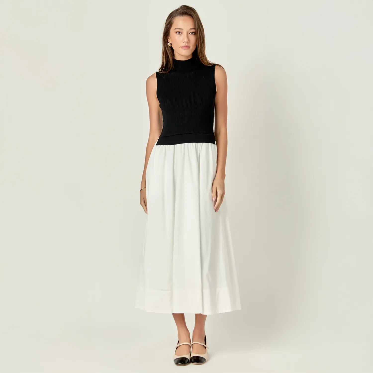 Mock Neck Sweater Top Dress