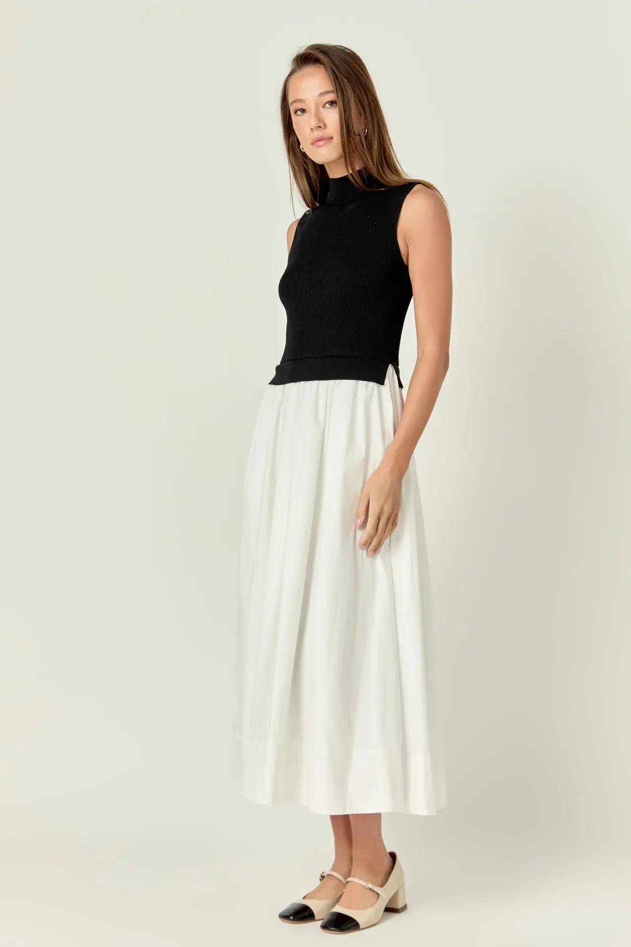 Mock Neck Sweater Top Dress