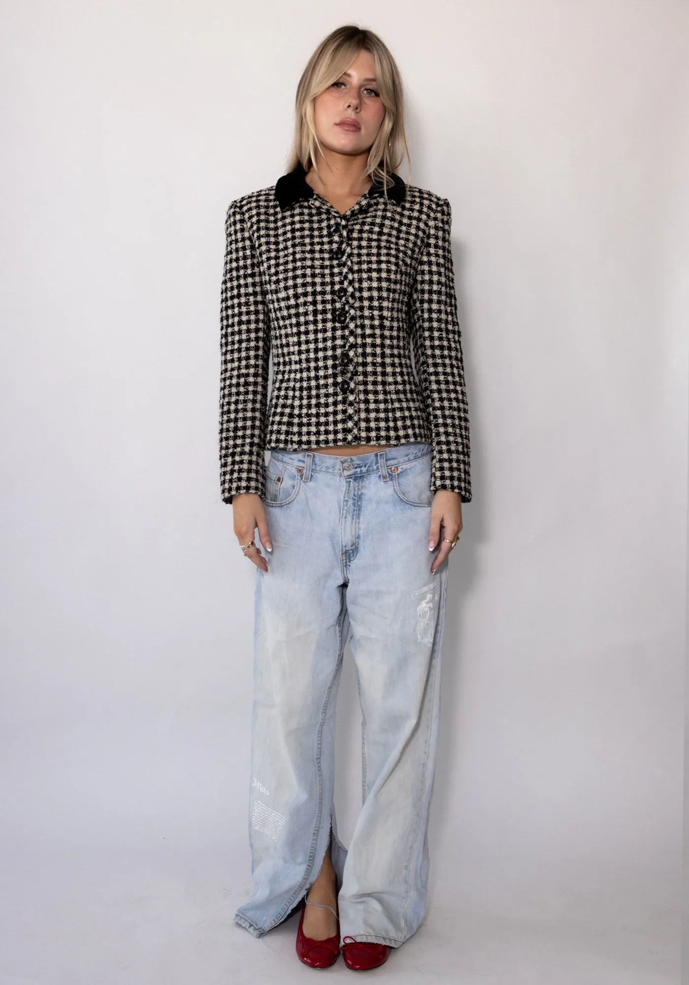 Moschino Black Gingham Blazer