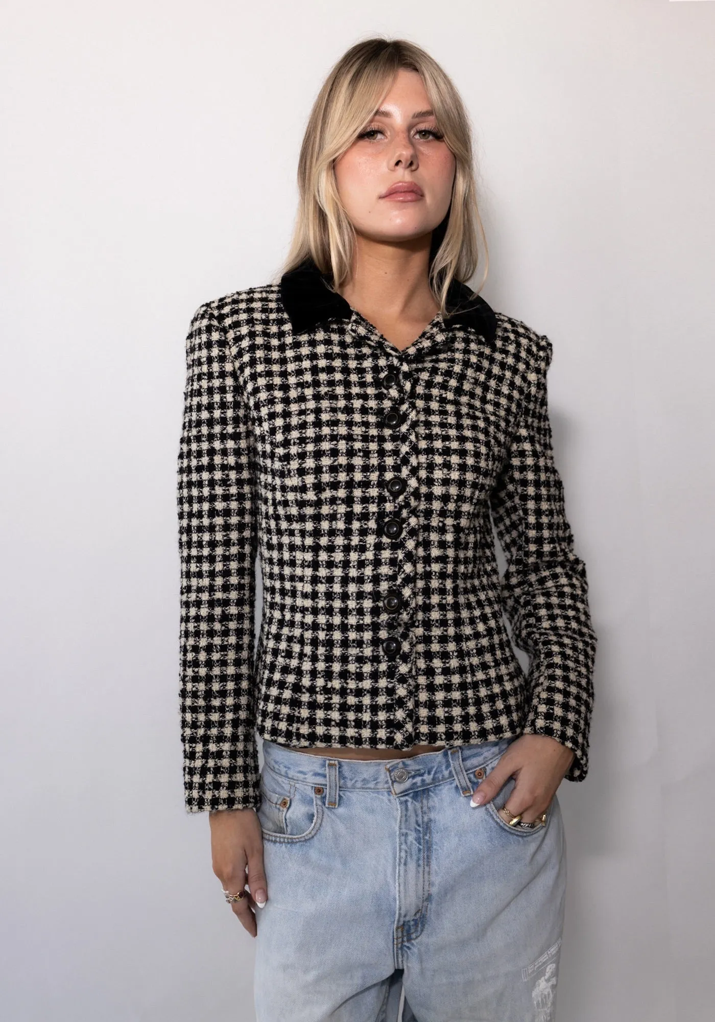 Moschino Black Gingham Blazer