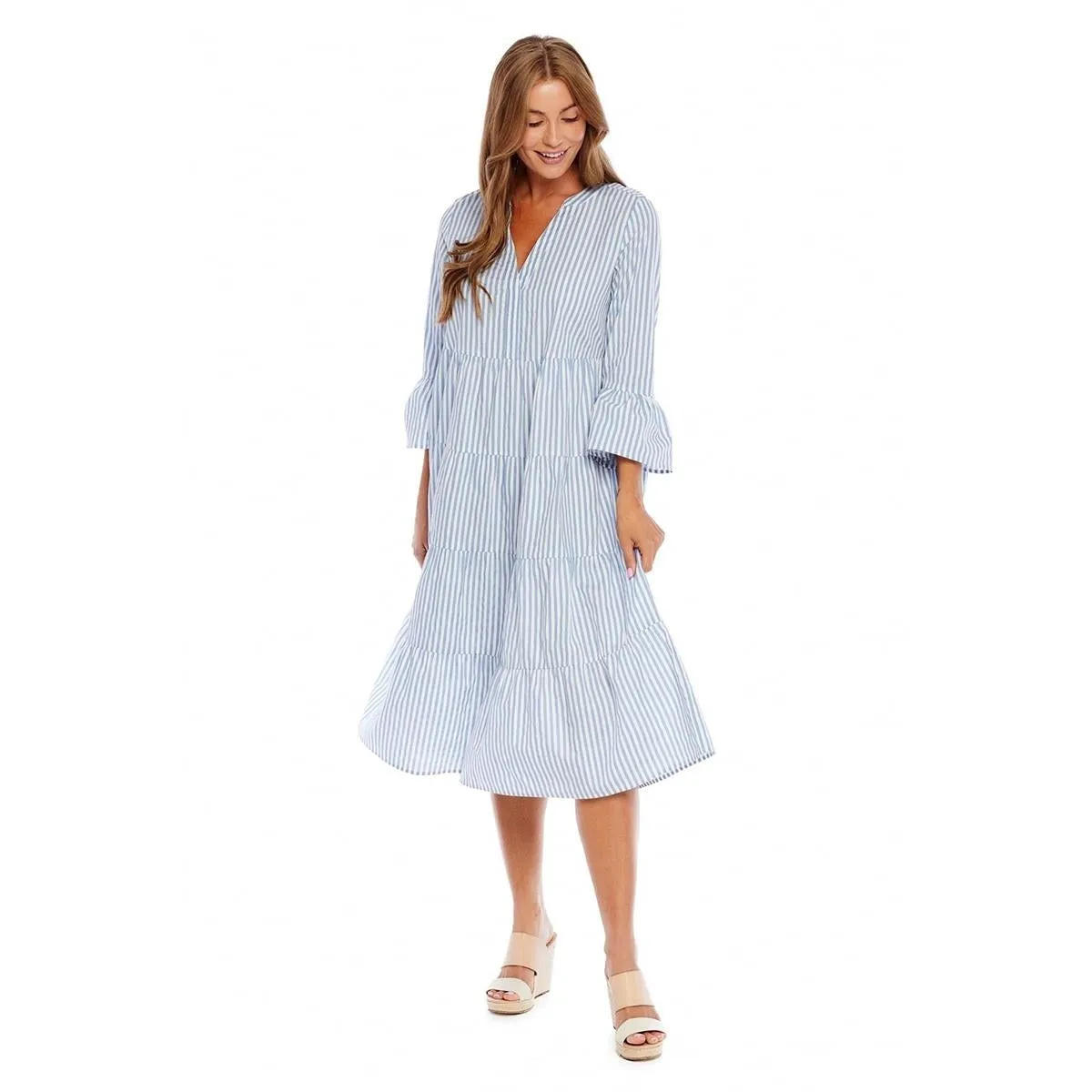 Mud Pie Blue Stripe Portland Midi Dress